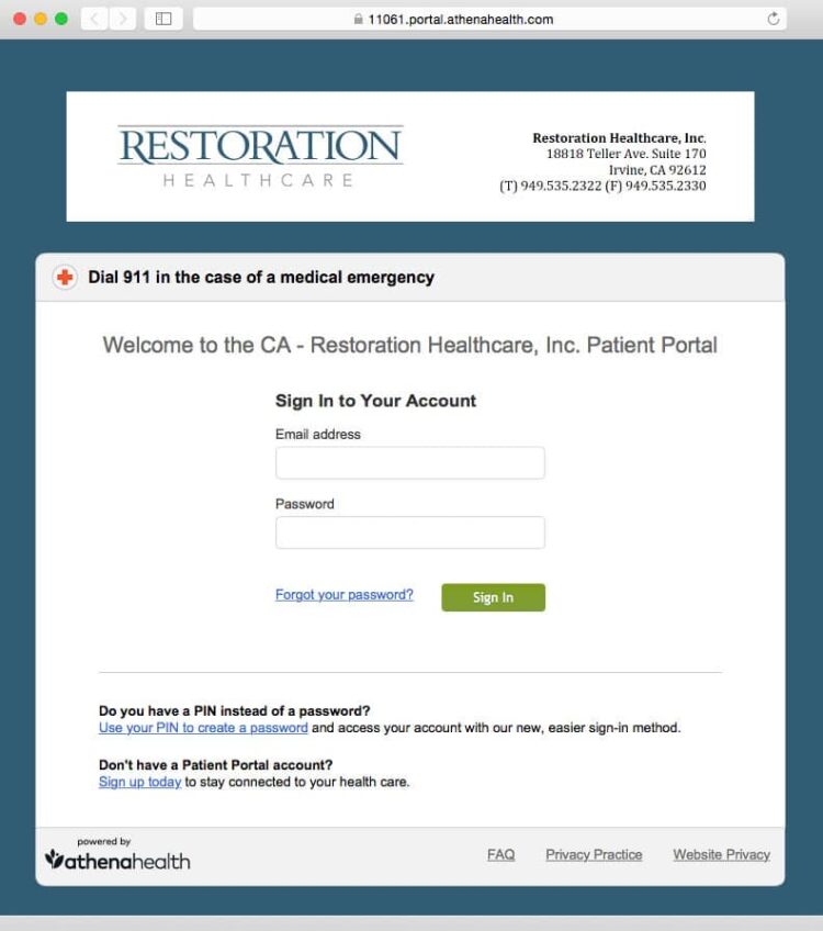 restoration healthcare patient portal