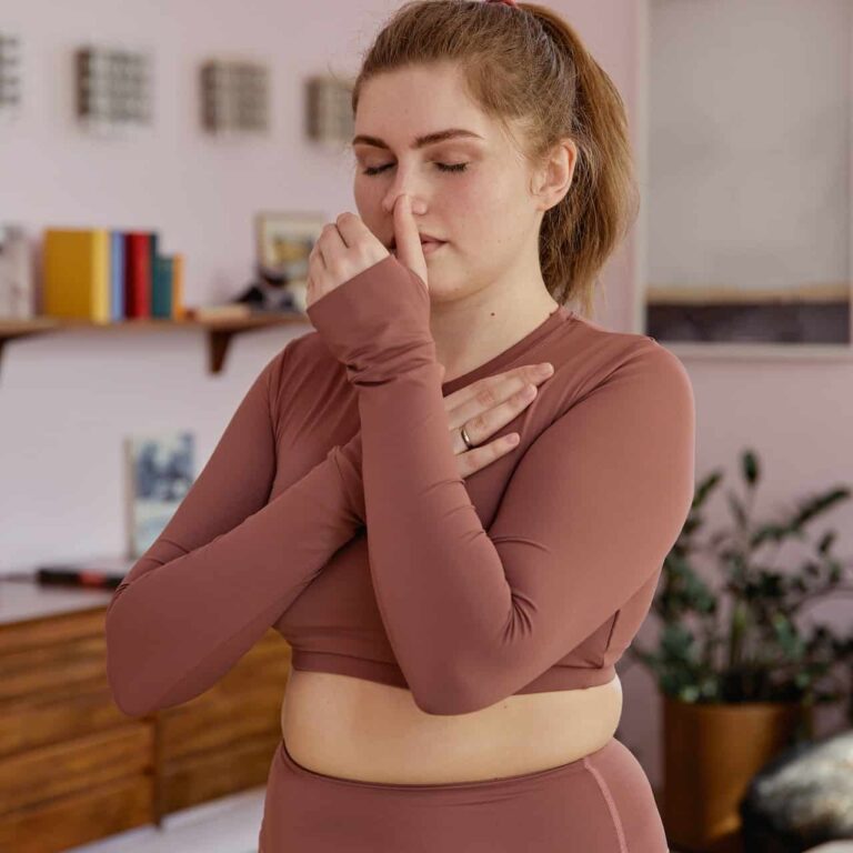 Woman Doing A Breathing Exercise